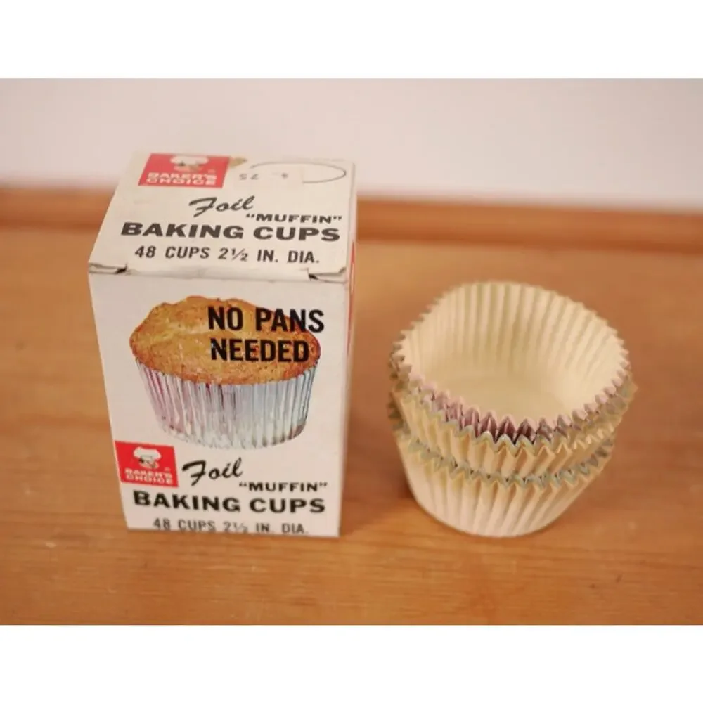 Vintage Baker's Choice Foil Paper Muffin Cupcake Foil Baking Cups Original Box